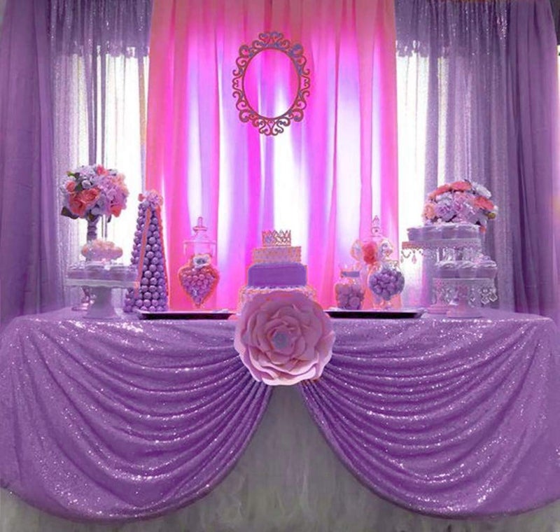B.Cool B-COOL Sequin Tablecloth Party Decoration: Romantic Sparkly Party Tablecloth Glitter Table Overlays for Wedding Sequin Overlay for Ceremony Lavender 50x50inch Square - Image 2